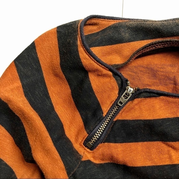 J. Crew 3/4 Sleeve Striped Burnt Orange Tee Small - Picture 5 of 8